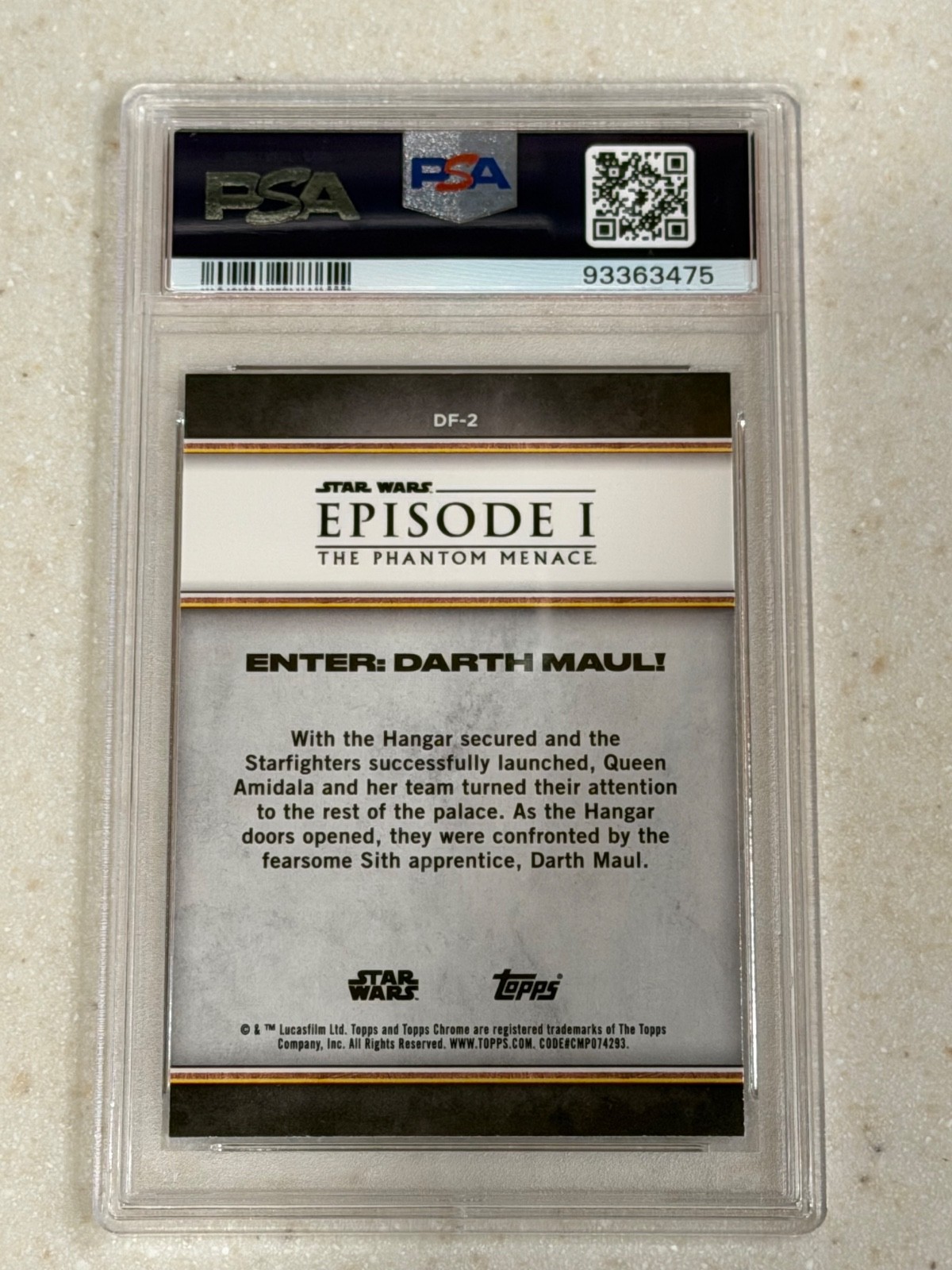 2024 Topps Chrome Sapphire Star Wars Enter Darth Maul DF-2 PSA 10 Duel Fates view 2