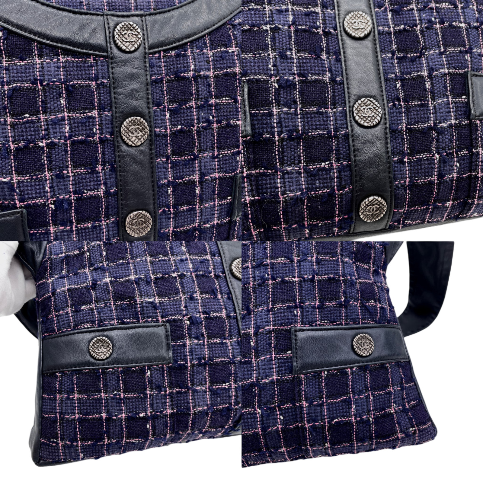 RARE☆☆☆☆☆Auth CHANEL 2015SS Girl Chanel Jacket Shoulder Bag Purple Tweed Vintage image 7