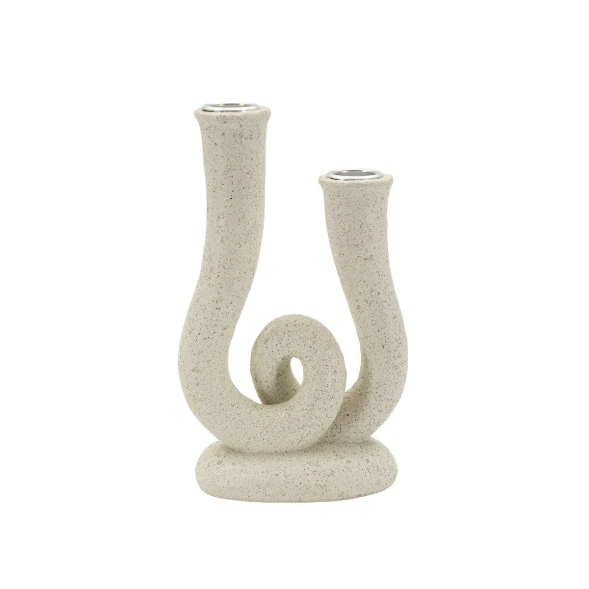 Chandelier Double Moucheté Stons 20cm Crème bougeoir design et centre de table