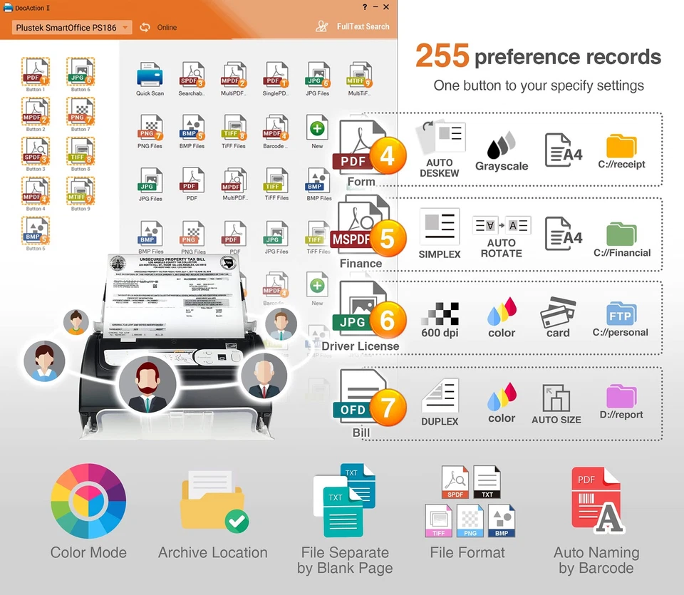 PS186 Desktop Document Scanner, with 50-Pages Auto Document Feeder (ADF). for... - Image 4 of 4