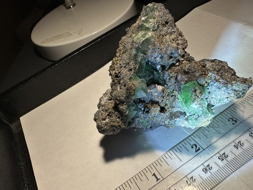 FLUORIT GRÜN TRANSLUZENTE KRISTALLE PYRIT GALENA aus PERU MILPO MINE 348 gm - Bild 2 von 9