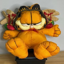 VTG 1981 Plush Creations Garfield Christmas Orange Nylon  Polyester Plush Read