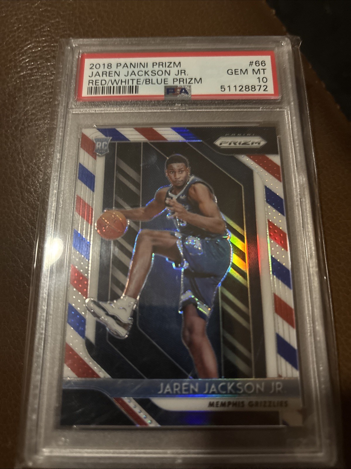2018-19 Panini Prizm Jaren Jackson Jr. #66 Red White Blue Prizm (RC) PSA 10