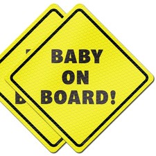 Baby On Board Signs for Cars - Reflective Magnet Small Signage, A Standard
