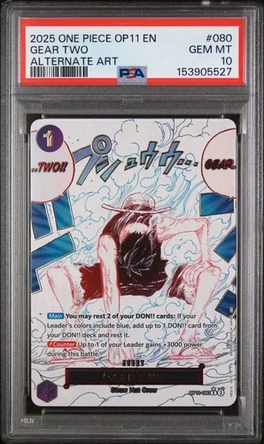 PSA 10 One Piece ENGLISH Luffy Gear Two Event Manga (Alternate Art) OP11-080