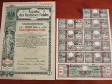 Germany 1917 Berlin Anleihe Deutschen Reichs 20.000 Mark Not Cancelled Bond Loan