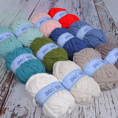 ThreadArt Jumbo Chunky Chenille Yarn for Hand Knitting & Blankets  12 Colors - product listing photo