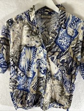 Wrapper Hawaiian Shirt Women s Small Blue Flo...