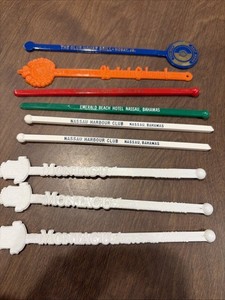 9 Vintage Swizzle, Stir Sticks, Drink Stirrers, Hotels, Clubs Bahamas Jamaica