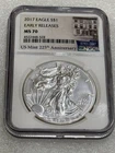 2017 Silver Eagle NGC MS70 Early Releases ~ Rare Mint 225th Anniv Label (X)