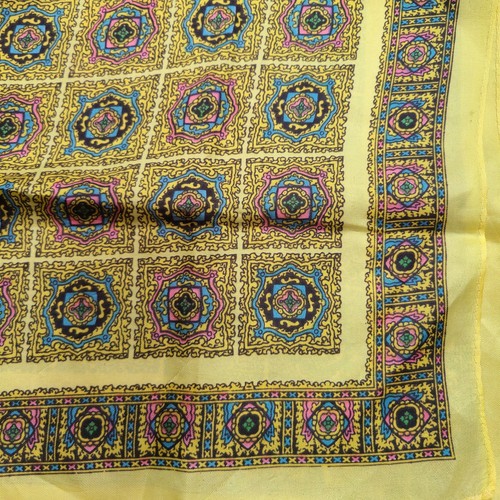 Vintage Geometric Scarf Japan Unique Satin 23x22 Retro Cottagecore Grannycore - Picture 2 of 7