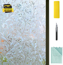 Window Privacy Film with Installation Tools, Bathroom Frosting Decorative Window