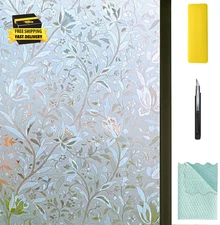 Window Privacy Film with Installation Tools, Bathroom Frosting Decorative Window