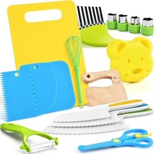 17 Pieces Montessori Toys Kitchen Tools for Toddlers-Kids Safe Cooking Sets