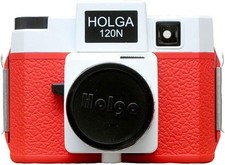 Holga 120N Plastic Medium Format Film Camera, 120 Roll Film - Red/White