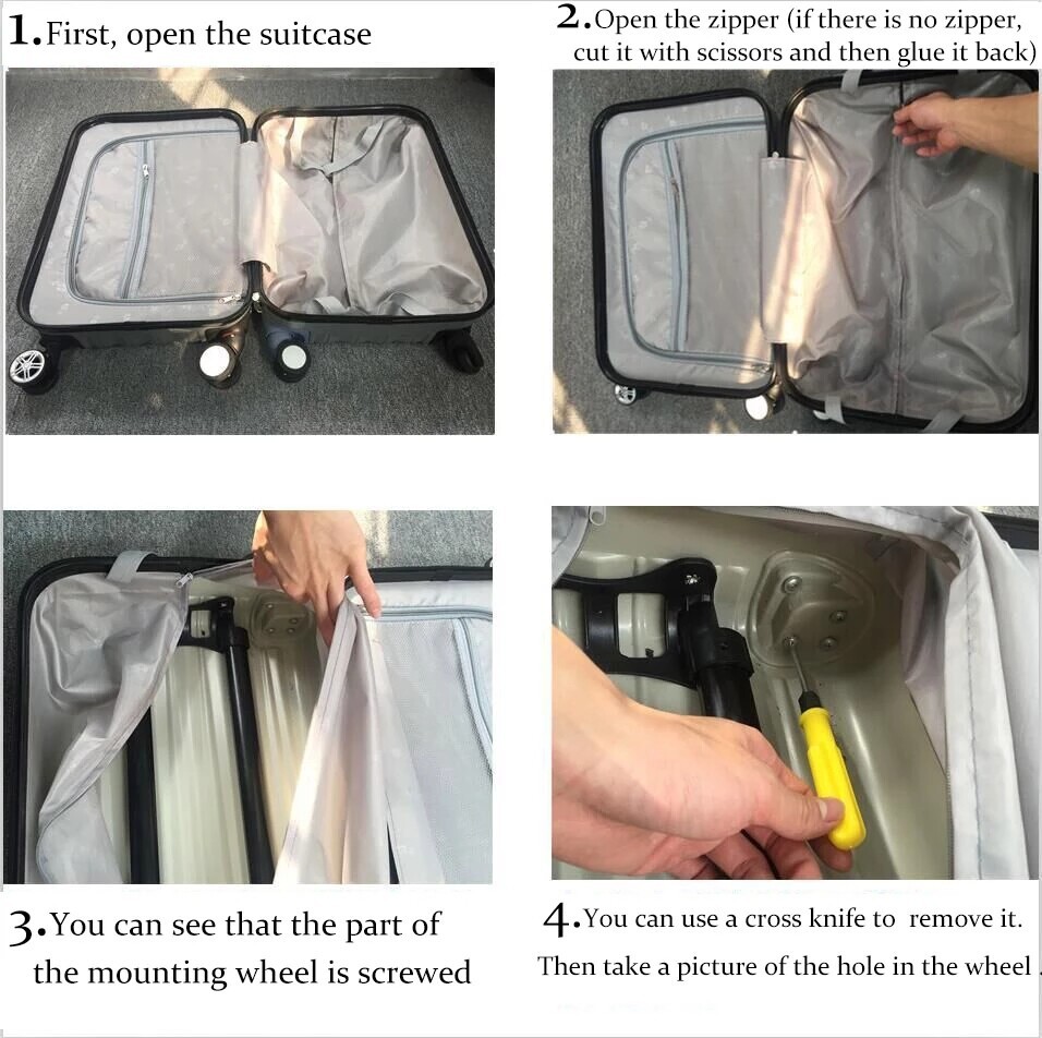 Double replacement wheels A-132 for 4-wheeled hardside luggages, suitable for American Tourister