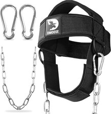 Neck Head Harness for Resistance Training with Extra Heavy D Rings Steel Chain