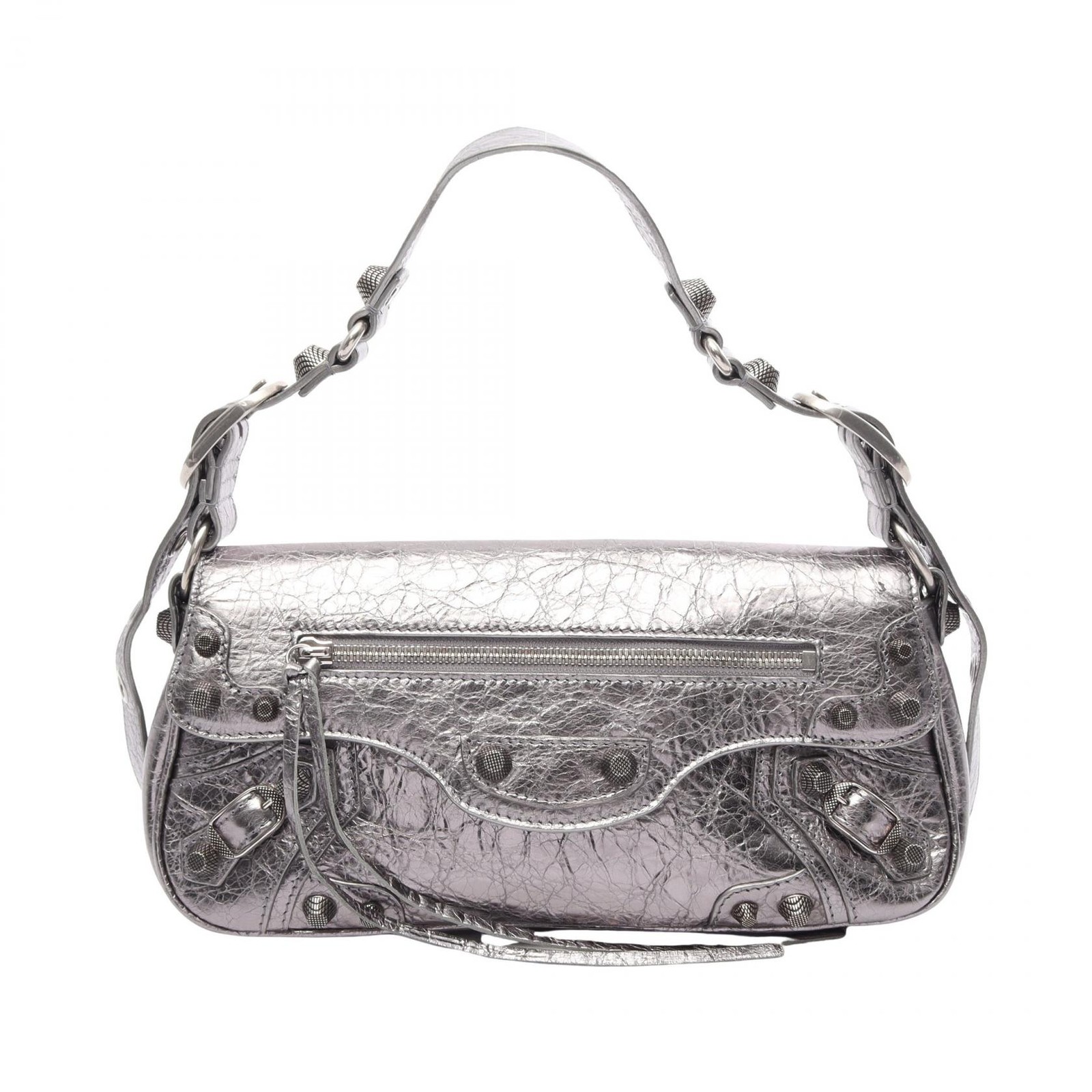 BALENCIAGA Le Cagole S Shoulder Handbag leather Silver Used Women