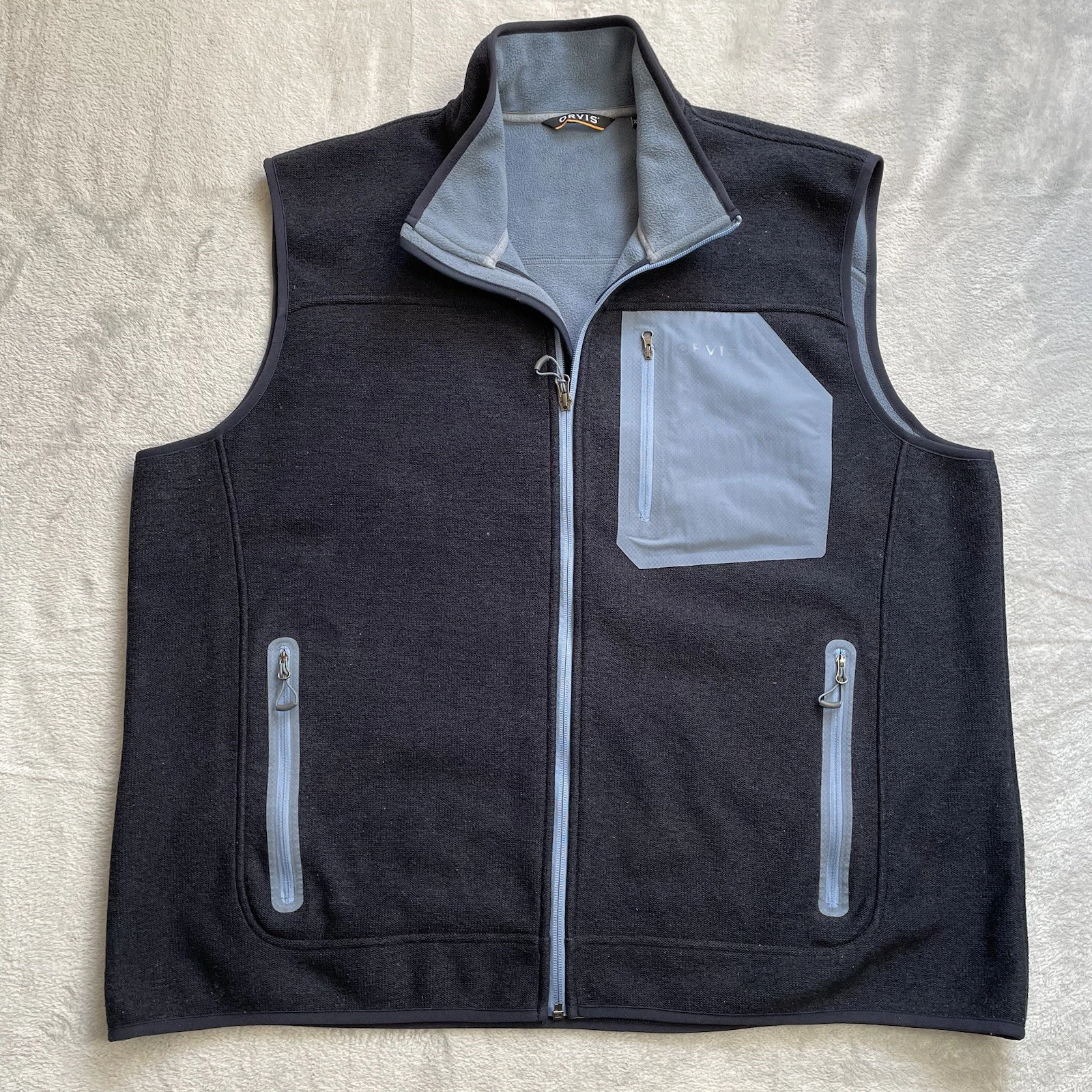 Orvis Windproof Sweater Fleece Vest XXL Mens Two Tone Blue Gorpcore Outdoor