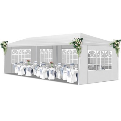 10'x30' Outdoor Party Tent Gazebo Pavilion Canopy Tent Gazebo w/5 Walls White