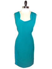 CALVIN KLEIN Size 12 Sheath Dress Turquoise Blue Sleeveless Knee Length