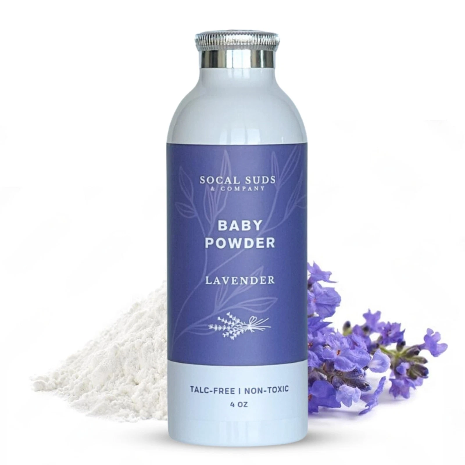 Natural Baby Powder Talc-Free 4oz with Arrowroot, Kaolin, Aspen Bark - Gentle