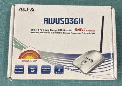 New Alfa Network AWUS036H 802.11 g/b Long Range USB Wireless Adapter 5dB Antenna
