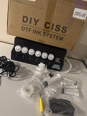 CISS DTF Ink Refill Kit for Epson XP-15000 Inkjet, Black/White, Tubing