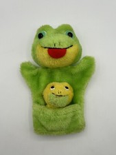Frog Hand Puppet with Baby Frog 10" California Stuffed Toys Made In Korea VTG