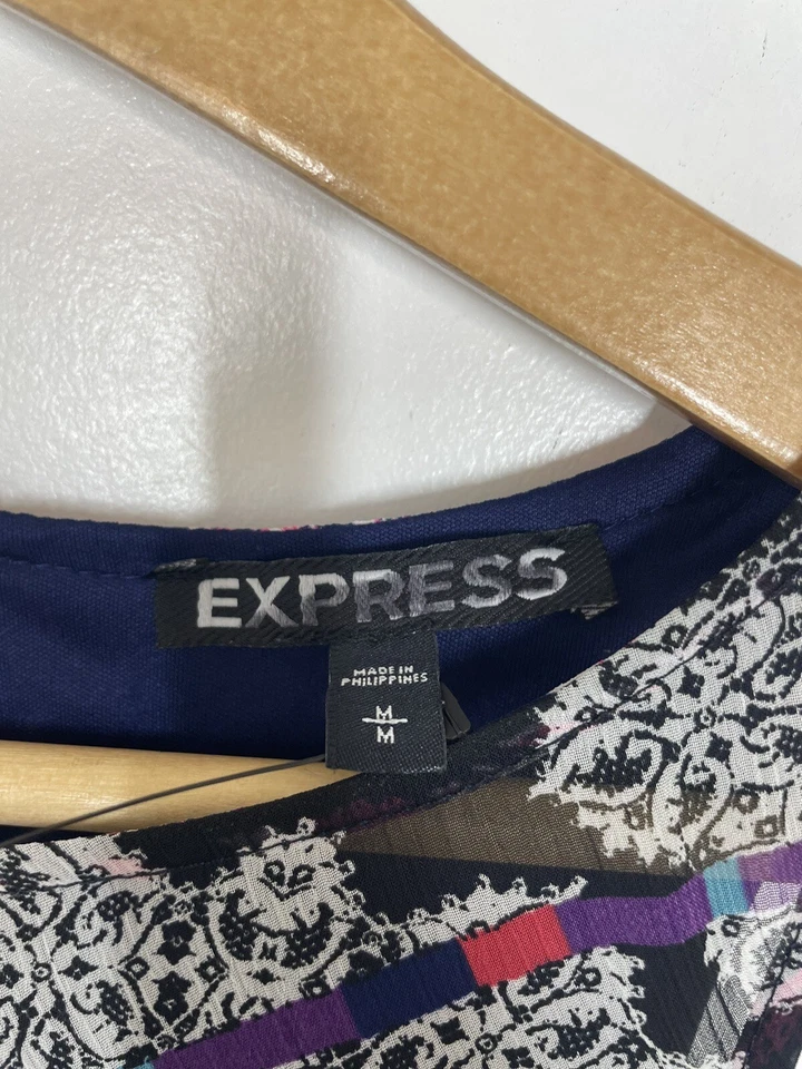 Express женщин без рукавов макси платье черный розовый фиолетовый размер средний - Изображение 4 из 4