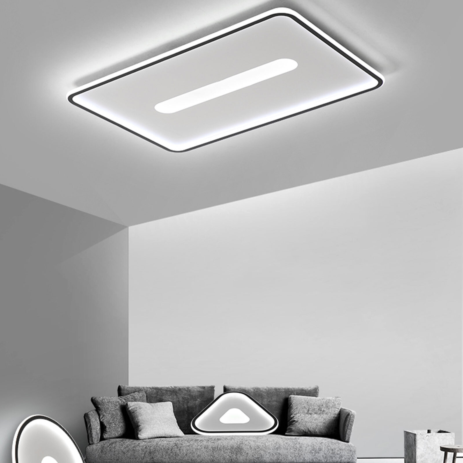 Modern Square Panel Ceiling Light LED Flush Mount Lamp Dimmable with Remote