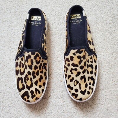 Kate Spade x Keds Calf Hair Double Decker Animal Print Leopard Mules 