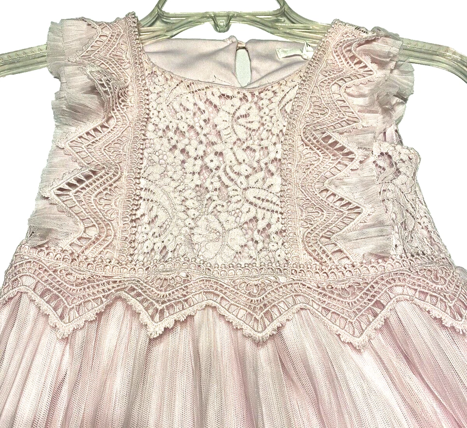 Vestido de fiesta Nannette niños rosa plisado en capas sin mangas talla 6 Foto 2 de 4