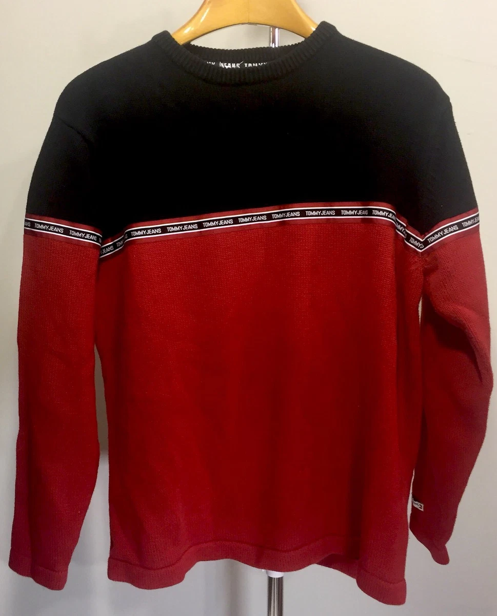 Tommy Hilfiger Tommy Jeans Vintage Mens Pullover Sweater L Red EUC
