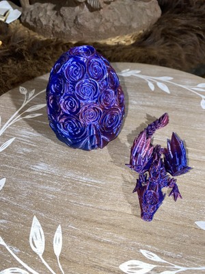 Beautiful 3D Printed Articulated Rose Flying Dragon And Rose Egg
