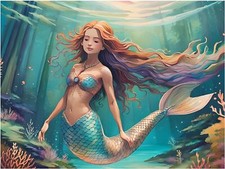 Tile Mural Mermaid Sea Ocean Life Underwater Bathroom Backsplash Marble Ceramic