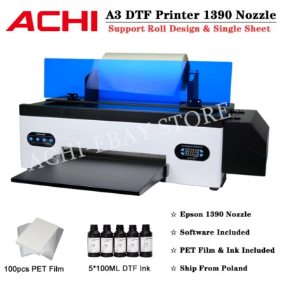 ACHI A3 Epson 1390 DTF Printer Direct to Film T-Shirt Printing Machine With Ink