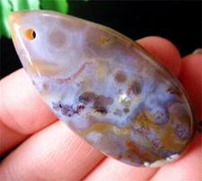 46x24x7mm Natural Crazy Lace Ocean Agate Teardrop Reiki Pendant Bead EA87443