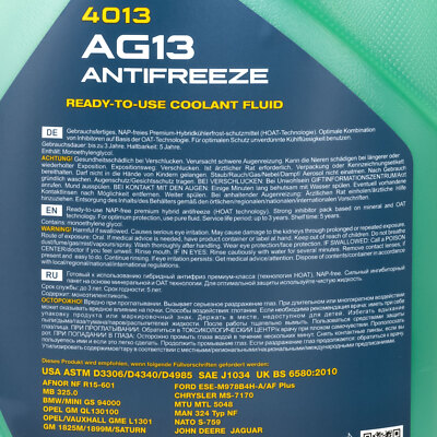 Liquido Radiatore Rosso Concentrato Antigelo MANNOL AG13 Hightec Da 5 Litri (-40°C) - Verde, Per Tutti I Veicoli, Nuova Confezione Raffreddamento Liquido - Foto 14