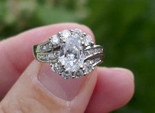 Vintage Sterling Silver  Cubic Zirconia w/ CZ Accents Ring - Size 6