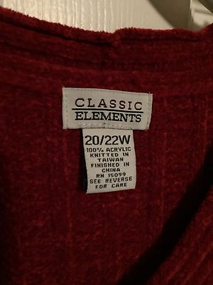CLASSIC ELEMENTS ニット Classic Elements Red Knit Sweater size 20 / 22 W Woman's Cabled