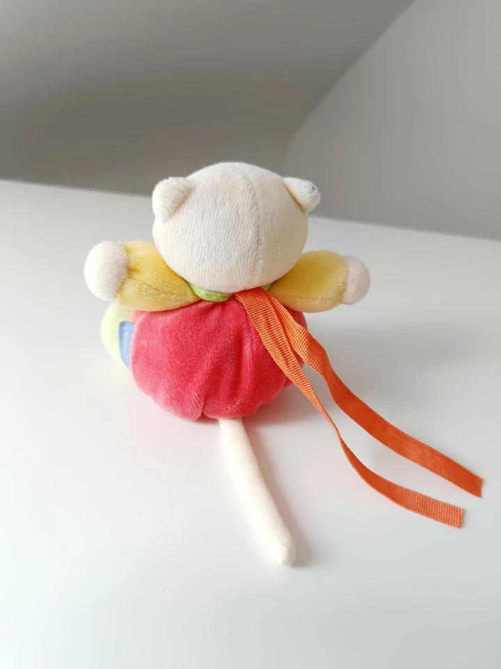 Peluche/Doudou Chat Boule Rouge Vert Jaune Orange Attache Tétine 10cm Kaloo 2007 - Photo 4/4