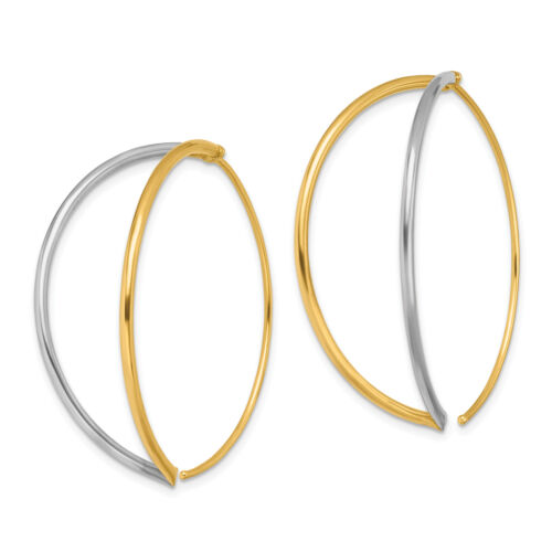 14K w/Rhodium Large Dangle Threader Earrings TF1728 - Picture 2 of 3