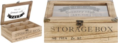 30201 Storage Box Teekiste mit 6 Fächern und Sichtfenster Tee Teedose Teebeutel