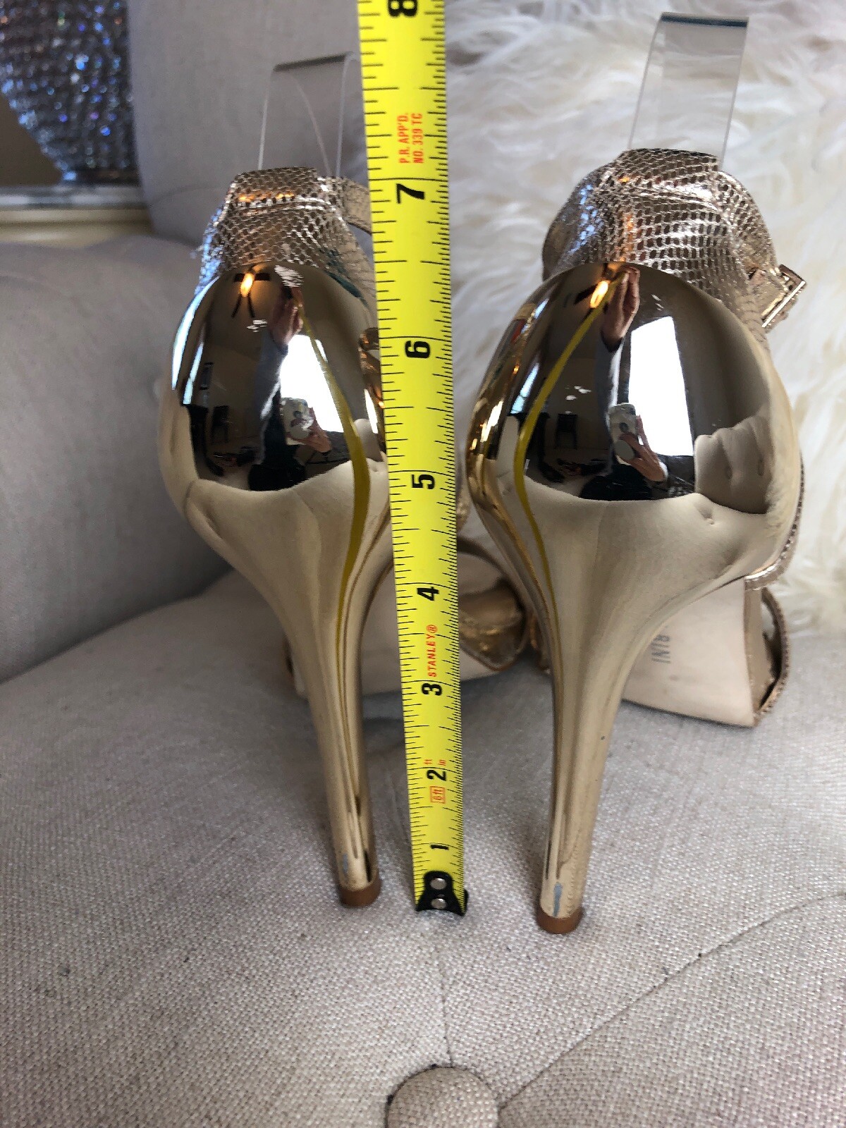 Gianni Bini Metallic Gold Strappy Open 