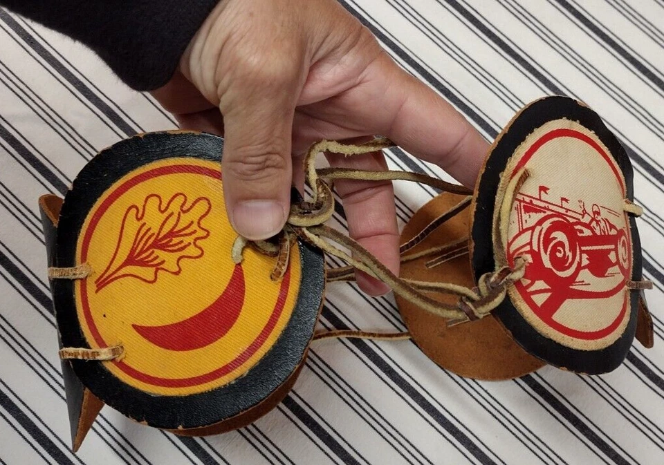 Cinturón Antiguo Círculo Cuero XS Cinturón 1900 Pre-Guerra Coche de Carreras Roadster Negro Deco Foto 2 de 4