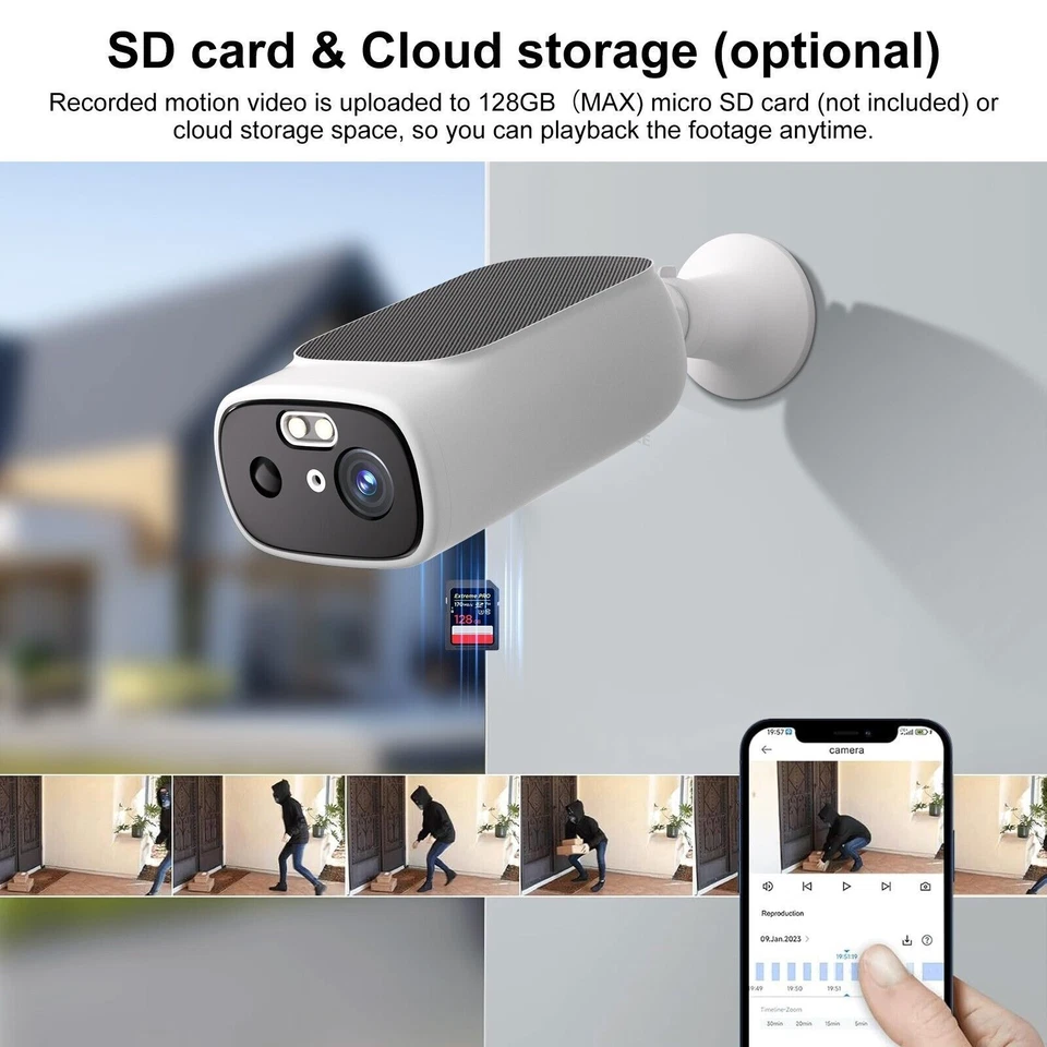 4pcs Outdoor Wireless Security Camera System Solar Battery Powered WIFI 2KCamera - Image 4 of 4