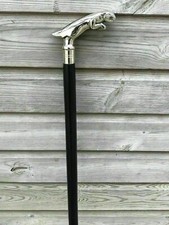 Solid Brass Jagaur Head Handle Vintage Antique Wooden Walking Stick Cane Gift