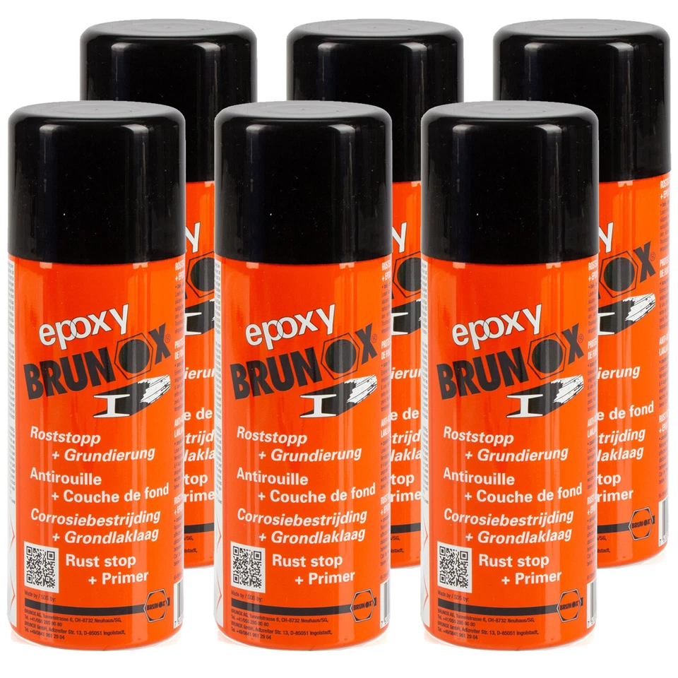 6x 400ml BRUNOX Epoxy Spray Roststopp Rostumwandler Rostschutz Grundierung