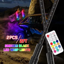 2ft RGB LED Whip Light Antenna w/ Flag for Polaris Xpedition XP 5 ADV Northstar